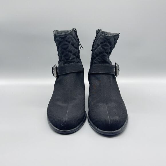 Stuart Weitzman Boots Womens 7.5 Black Quilted Ankle Buckle Gorby Waterproof - Picture 3 of 12